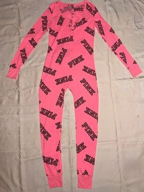 Victoria's Secret PINK waffle knit thermal onesie pajamas